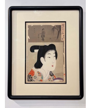 Estampe Japonaise Encadrée de Chikanobu | Portrait de Femme - Ere Kanbun livraison gratuite