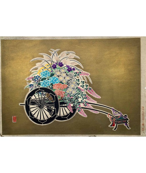 Estampe Japonaise de Tasaburo Takahashi | Chariot à fleurs n°2 - Eté pas cheres