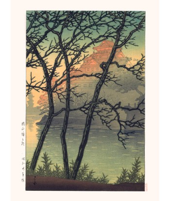 Matin au chateau d'Okayama de Hasui Kawase | Reproduction Fine Art brillant des détails fins