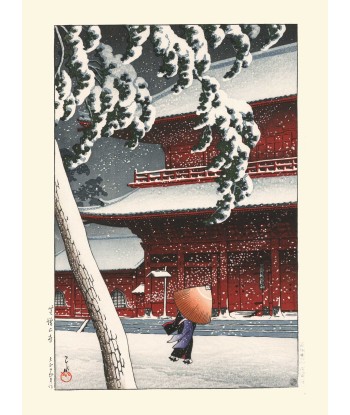 Tempête de neige sur le Temple Zojoji de Hasui Kawase | Reproduction Fine Art Faites des économies