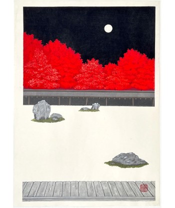 Estampe Japonaise de Teruhide Kato | Jardin du Ryoan-ji à l'automne de votre