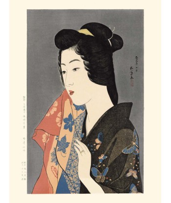 Femme avec une serviette de Goyo Hashiguchi | Reproduction Fine Art - l'évolution des habitudes 