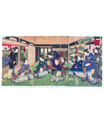 Estampe Japonaise de Kunisada | Musiciennes et danseuses pas cher