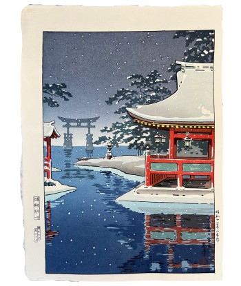 Estampe Japonaise de Koitsu Tsuchiya | Miyajima sous la neige d'Europe débarque