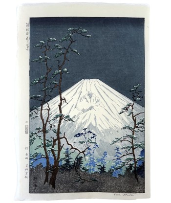 Estampe Japonaise de Okada Koichi | Mont Fuji vu de Hakone la nuit Les magasins à Paris