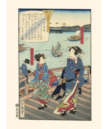 Courtisanes sur le pont Yanagi de Yoshiiku | Reproduction Fine Art hantent personnes