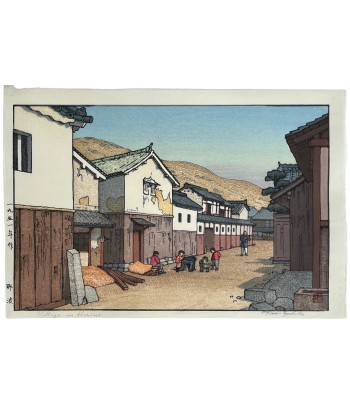 Estampe Japonaise de Yoshida Toshi | Village à Harima Dans la société mordern