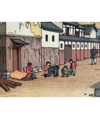 Estampe Japonaise de Yoshida Toshi | Village à Harima Dans la société mordern