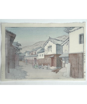 Estampe Japonaise de Yoshida Toshi | Village à Harima Dans la société mordern