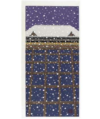 Estampe Japonaise de Teruhide Kato | Snow Stage, Kiyomizudera sous la neige en linge