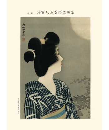 Beauté admirant un Feu d'Artifice, 100 beautés en kimono de Shinsui Ito | Reproduction Fine Art de technologie