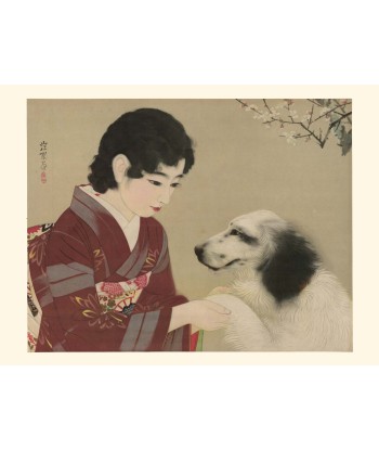 Jeune Femme et son chien de Shinsui Ito | Reproduction Fine Art des créatures d'habitude