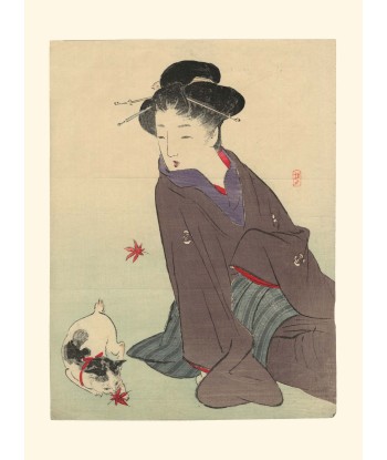 Beauté et son Chat de Takeuchi Keishu | Reproduction Fine Art de pas cher