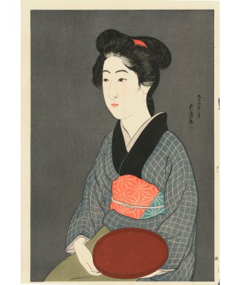 Estampe Japonaise de Goyo Hashiguchi | Femme et Plateau Rouge Comparez et commandez 