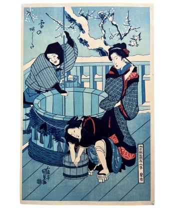 Estampe Japonaise de Toyokuni I Utagawa | Lendemain de Neige l'évolution des habitudes 