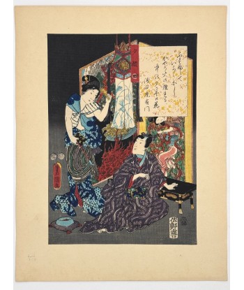 Estampe Japonaise de Kunisada | série du Genji moderne | Chapitre 4 :  la belle du soir commande en ligne