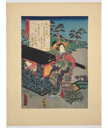 Estampe Japonaise de Kunisada | série du Genji moderne | Chapitre 9 : les mauves 50-70% off 