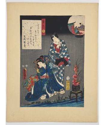 Estampe Japonaise de Kunisada | série du Genji moderne | Chapitre 27 : Feu de brasier de pas cher