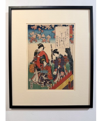 Estampe Japonaise Encadrée de Kunisada | série du Genji moderne | Chapitre 42 : le prince parfumé commande en ligne