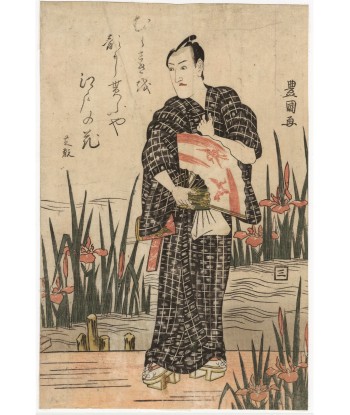 Estampe Japonaise de Toyokuni I Utagawa | L'acteur Shigan sur un ponton aux iris vente chaude votre 