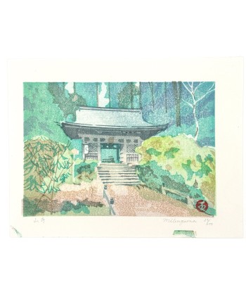 Estampe Japonaise de Mibugawa Junichi | Temple dans les Montagnes offre 