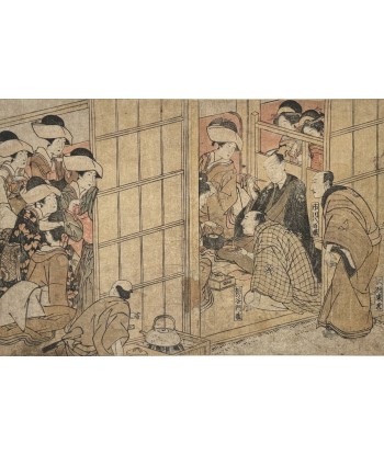 Estampe Japonaise de Toyokuni Utagawa | Série divertissement des acteurs, Maison de courtisanes sur le site 