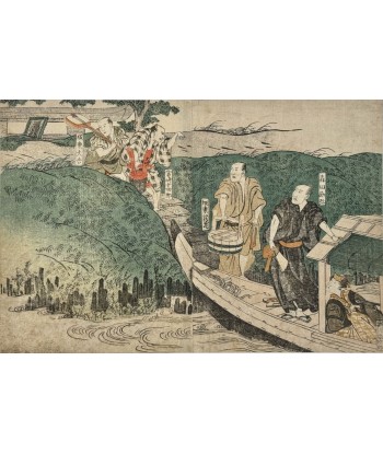 Estampe Japonaise de Toyokuni Utagawa | Série divertissement des acteurs, Promenade en barque des créatures d'habitude